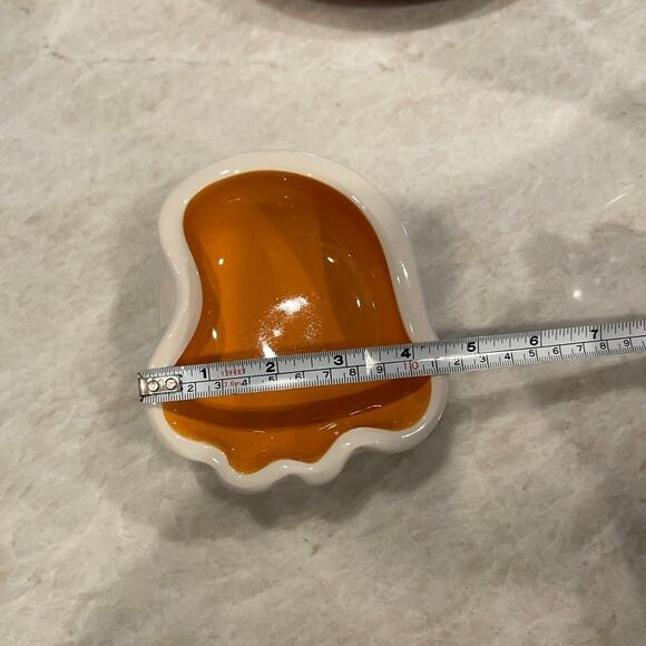 Vintage Bonwit Teller pottery dish ashtray orange and white France - Picture 10 of 12